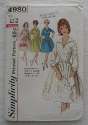 4980 Simplicity 1963 Proportioned Shirtwaist Flare Dress, Belt Pattern 14 34 bust